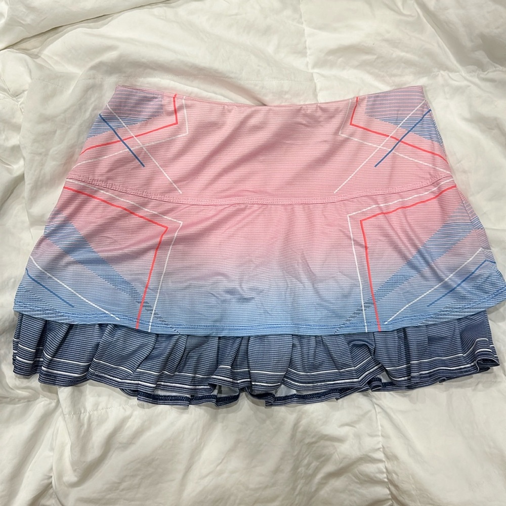 KSwiss Women's Summer 12" Pleat Print Skirt pink and blue